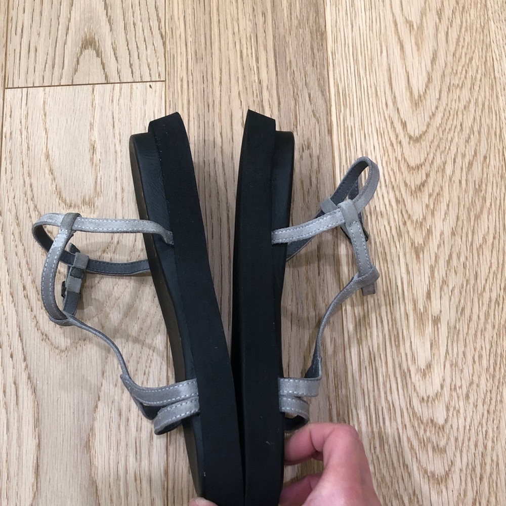 SOLD Lofina Strappy Platform Sandals Gray Suede - Picture 6 of 12